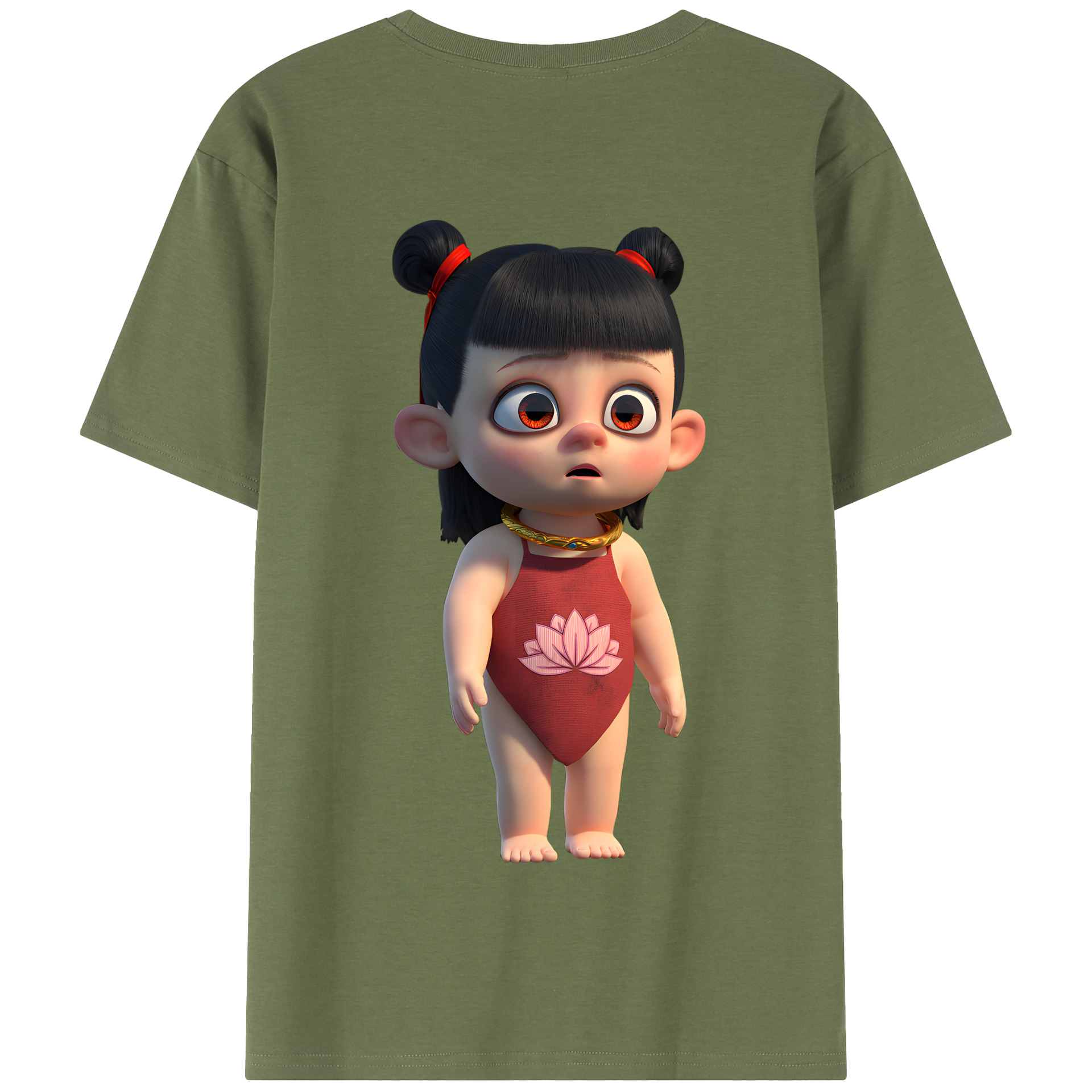 （画像用） Ne Zha 2 ナタ 魔童の大暴れ 綿100％半袖Tシャツ（背面プリント）